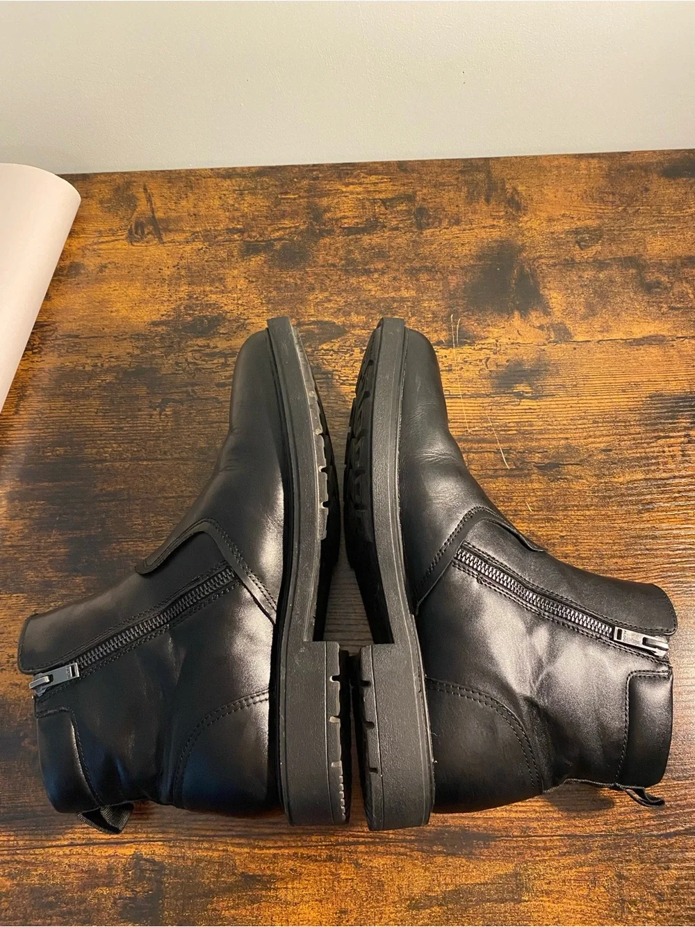Aldo Black Waterproof Leather Chukka Zip Boots